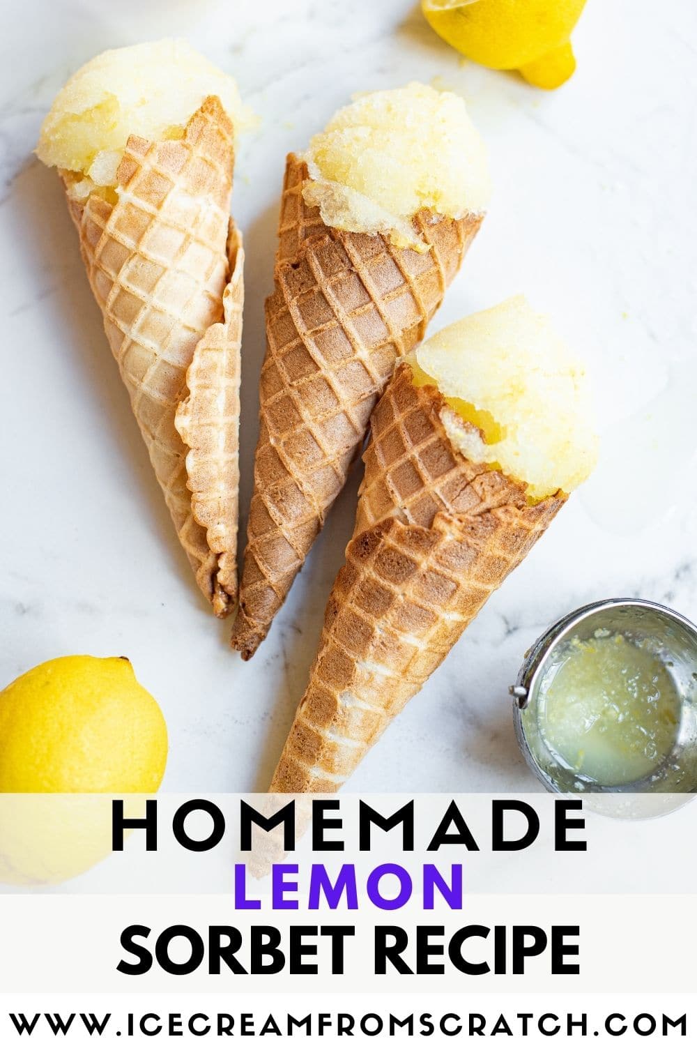 Easy Lemon Sorbet Recipe Only 3 Ingredients! Ice Cream From Scratch