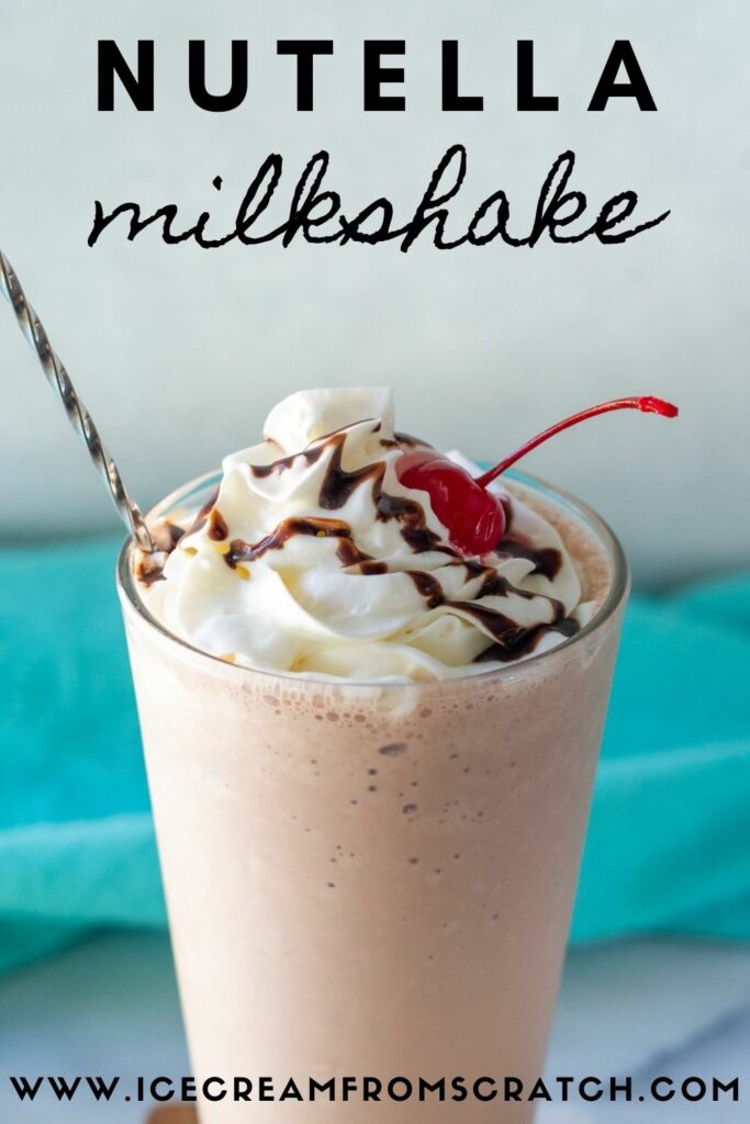 pinterest pin collage of the top of a Nutella milkshake