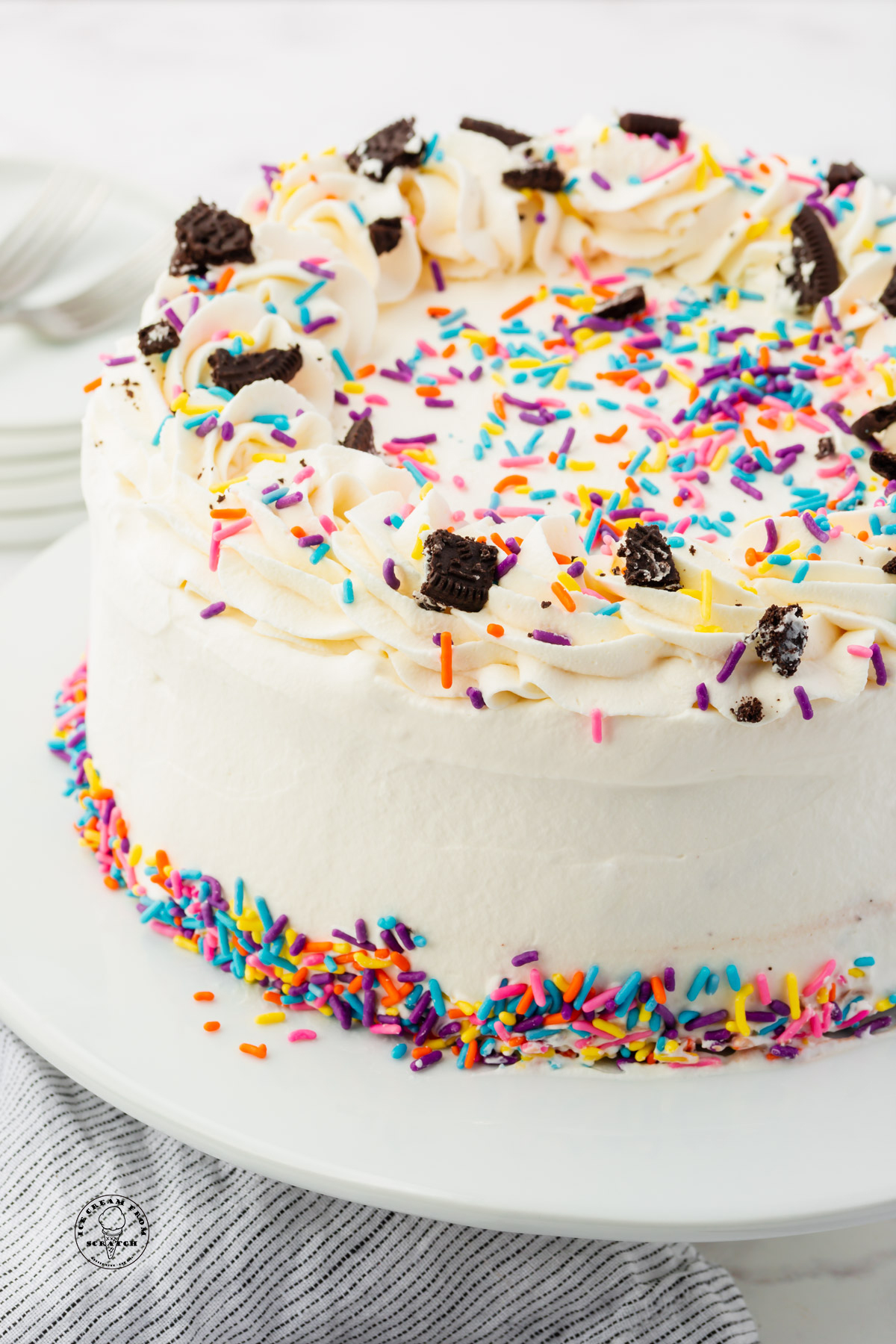 Rainbow Sprinkle Funfetti Cake - Once Upon a Chef