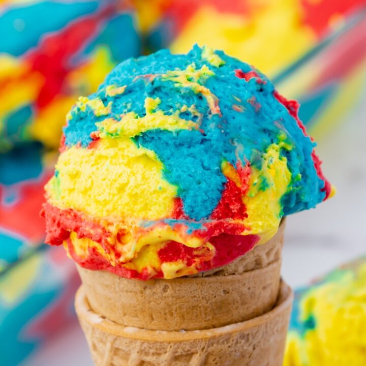 superman ice cream scoop on a cone