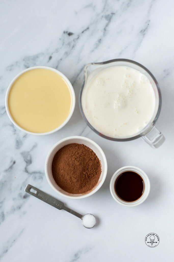ingredients in no churn chocolate ice cream