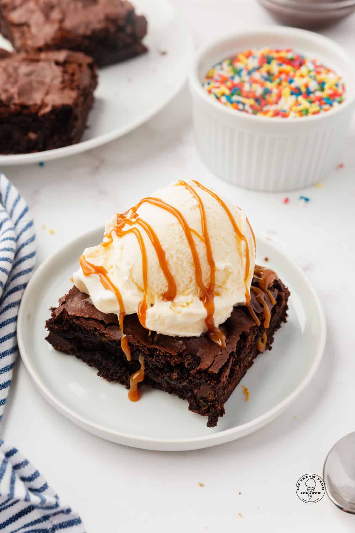 Rich chocolate brownie with vanilla bean ice-cream