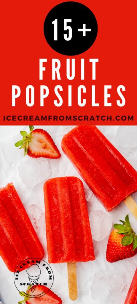pinterest pin collage of fruit popsicles with a photo of red popsicles on the bottom