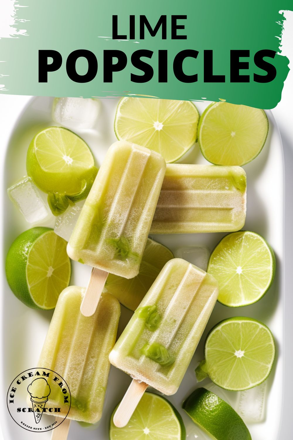 a platter of popsicles and limes. Text overlay says "lime popsicles