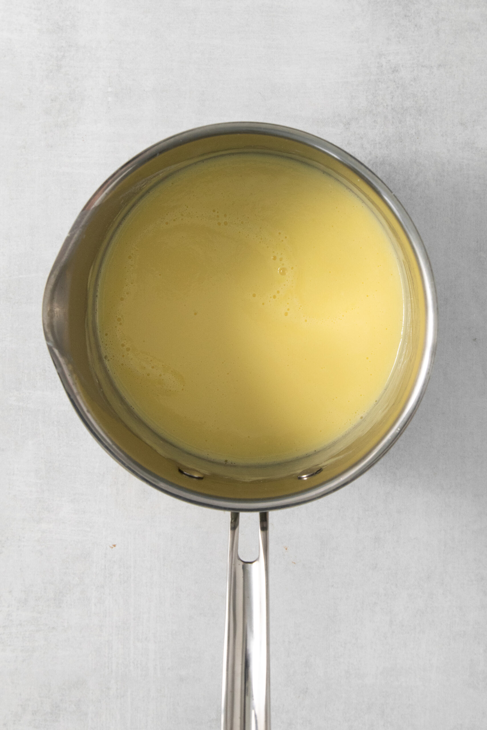 custard mixture in a pan