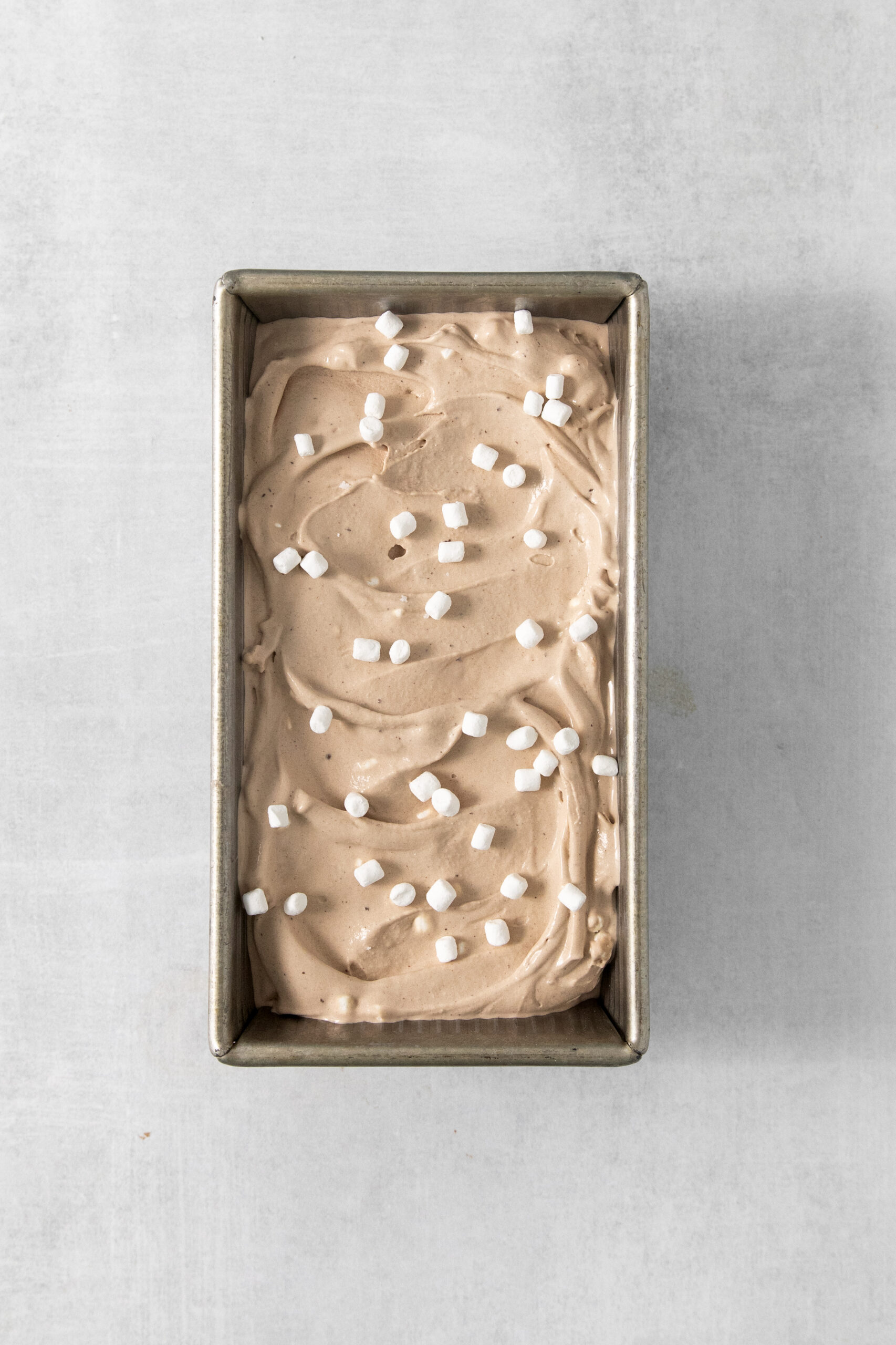 hot chocolate ice cream in a loaf pan